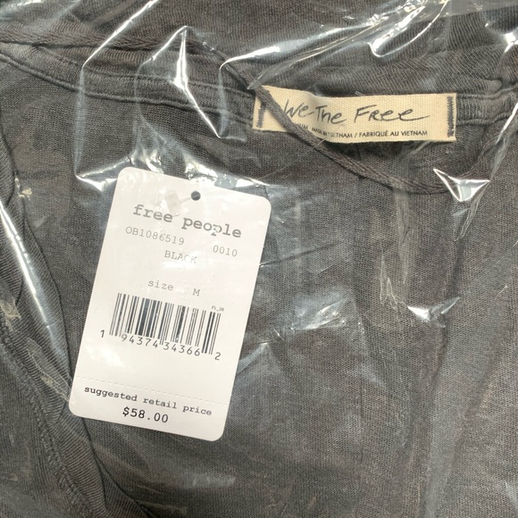 NWT Free People Under The Sun Tee in Black - Picture 6 of 7